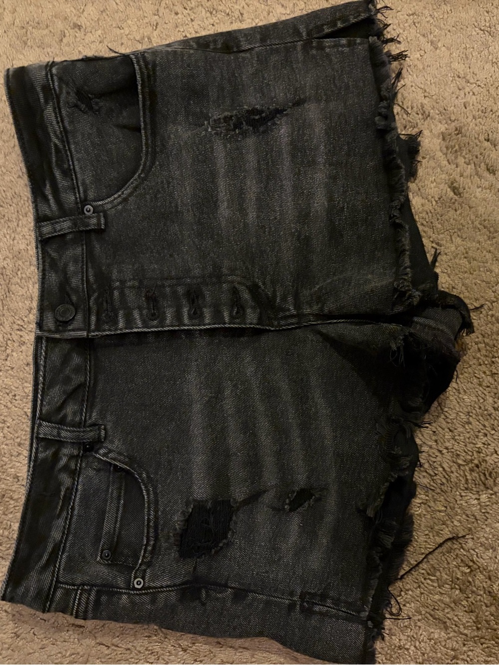 Indigo Rein Black Distressed Denim Shorts